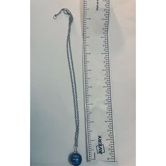 Aquarius BLUE GLOBE ZODIAC STAR SIGN HOROSCOPE NECKLACE - Picture 6 of 9